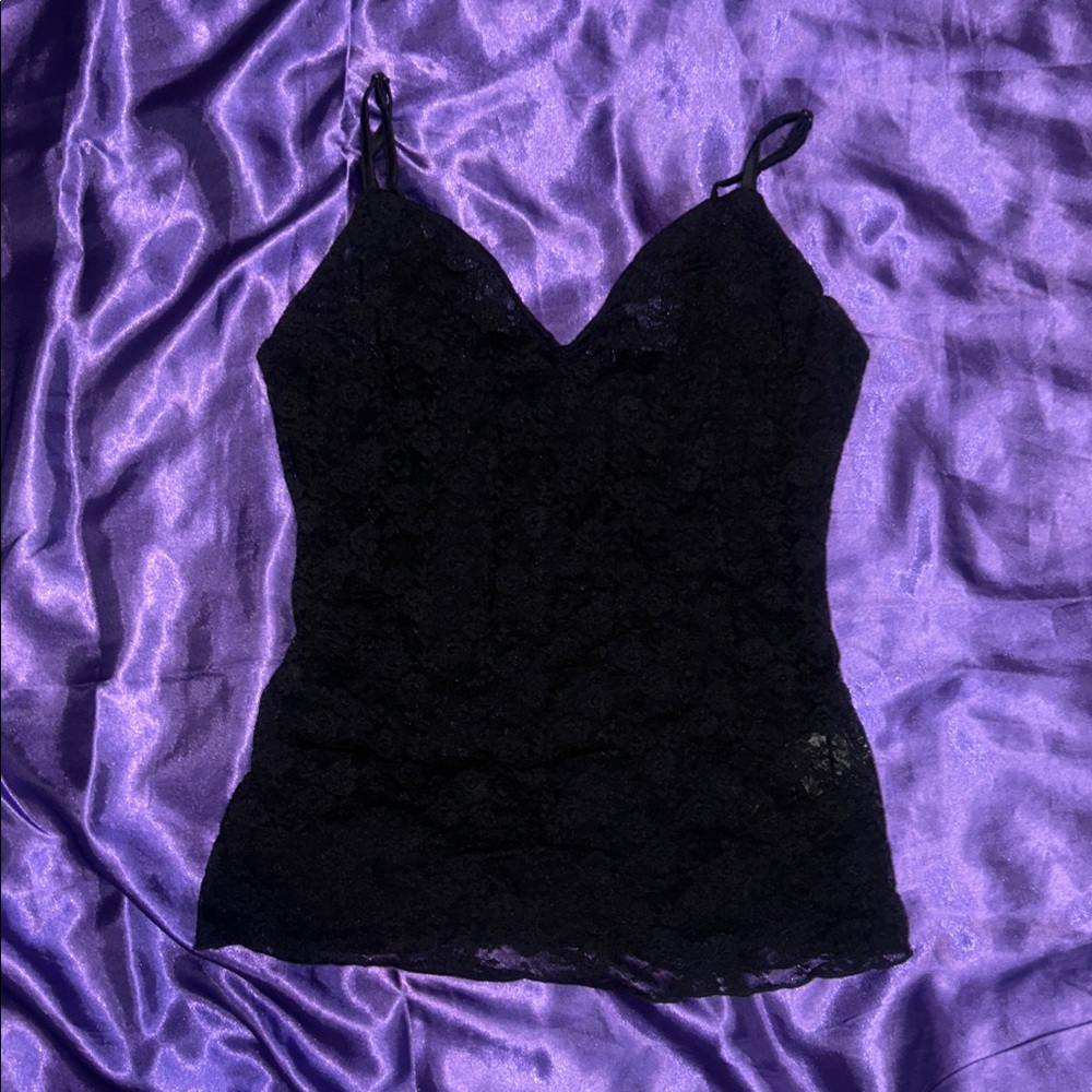 Brandy Melville Black Lace Cami with Adjustable Straps